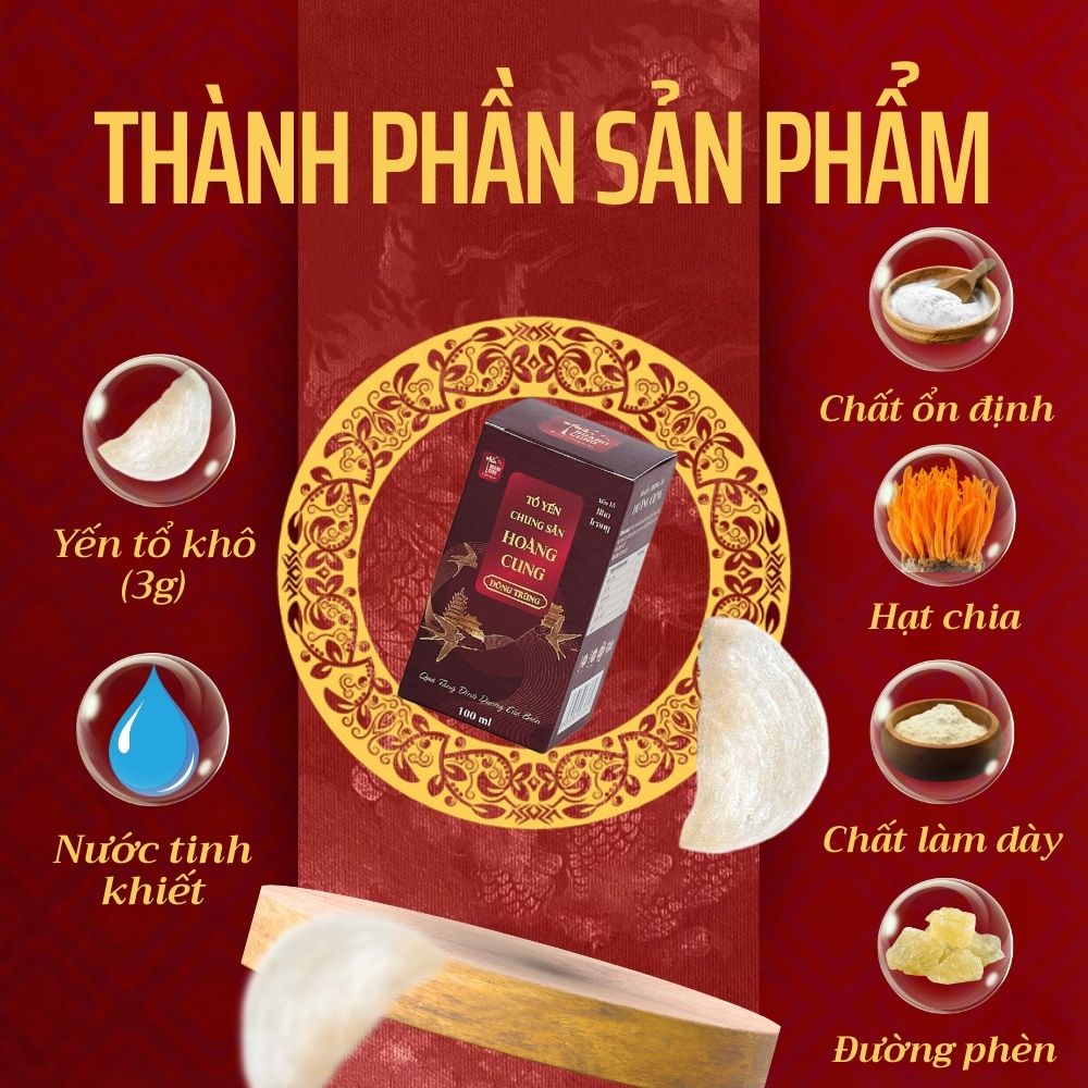 TỔ YẾN CHƯNG SẴN HOÀNG CUNG ĐÔNG TRÙNG (Hộp lẻ)