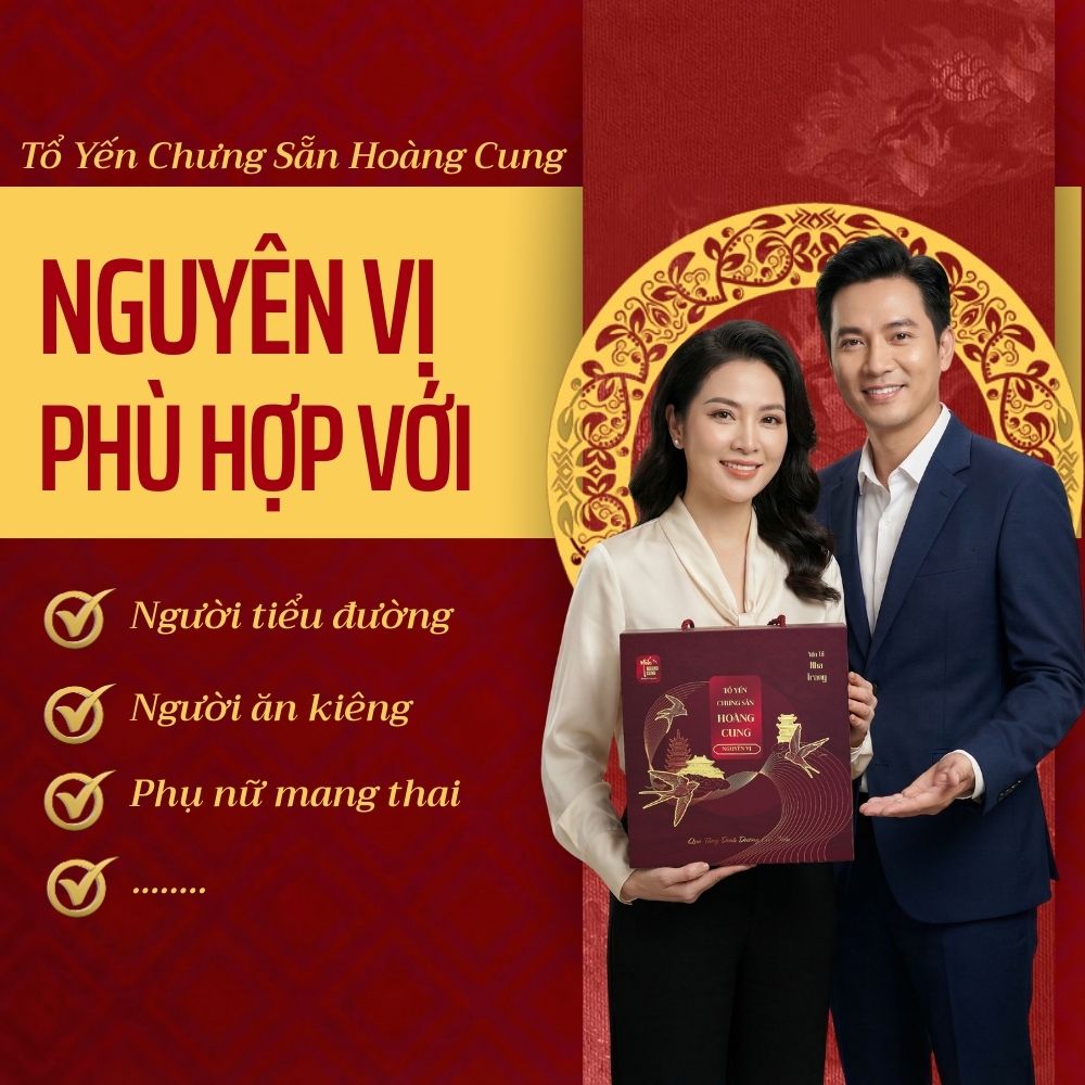 Tổ yến chưng sẵn Hoàng Cung Nguyên vị (Hộp 10 hũ)